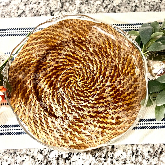 Vintage Heisey Crystal Orchid Etch Salver Platter Ruffled Beaded & Rolled Edge - Picture 9 of 15